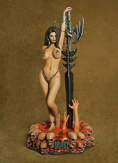 heavy metal guardian girl statue