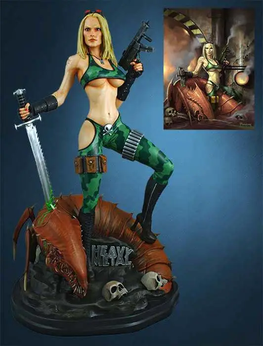 heavy metal alien marine girl statue
