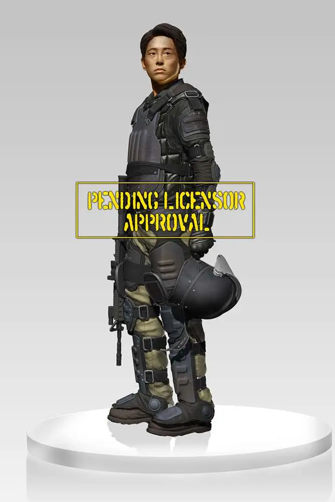 walking dead glen in riot gear statue