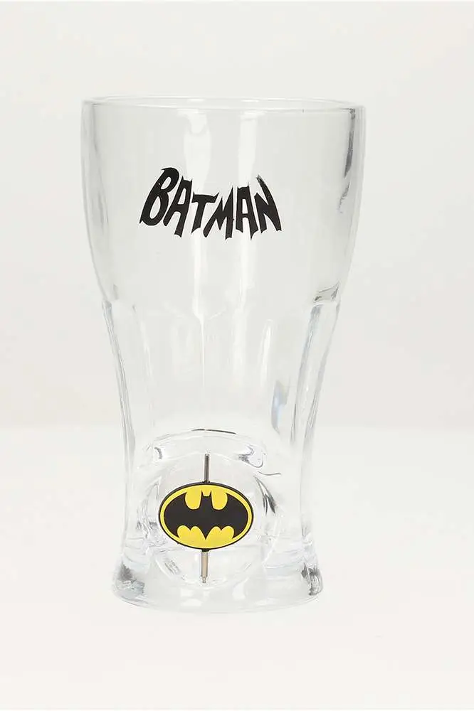 batman spinning logo soda glass