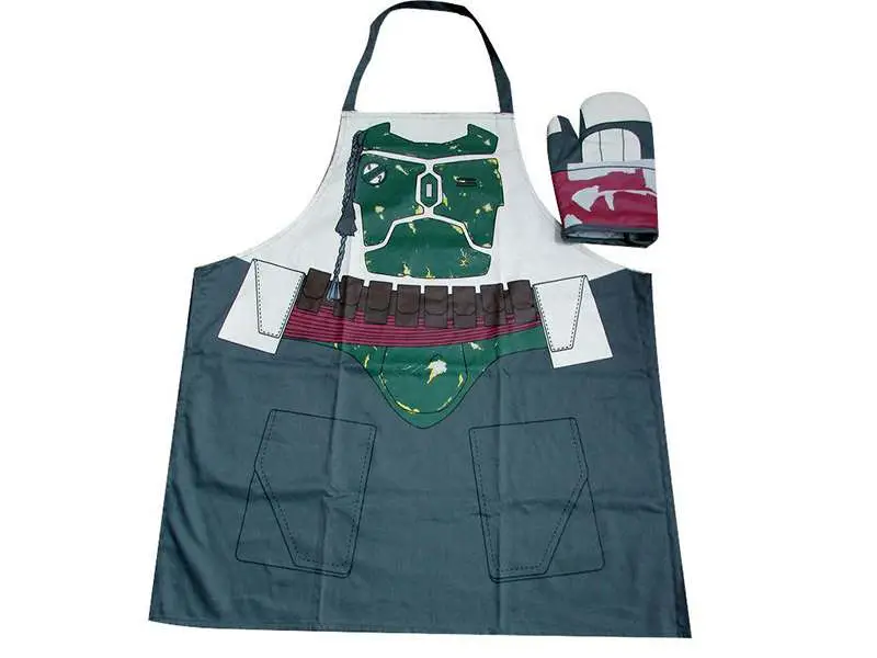 sw boba fett apron and oven mitt set