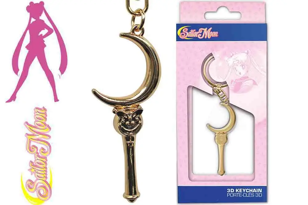 sailor moon moon stick 3d metal keychain