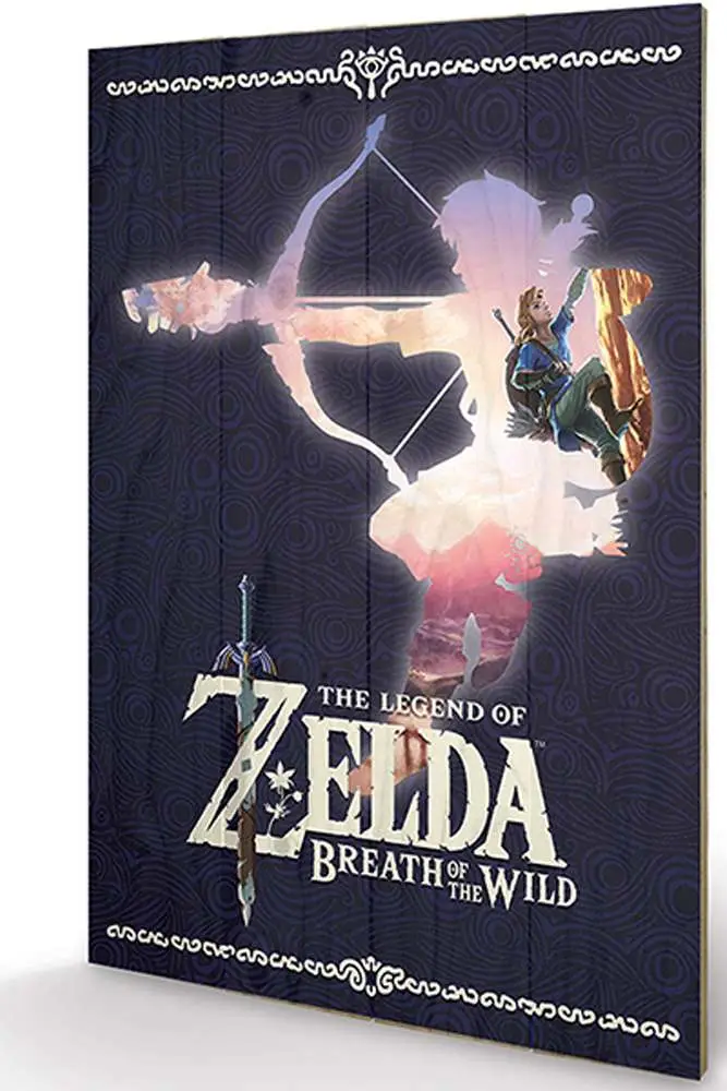 legend of zelda botw silhouette wood print