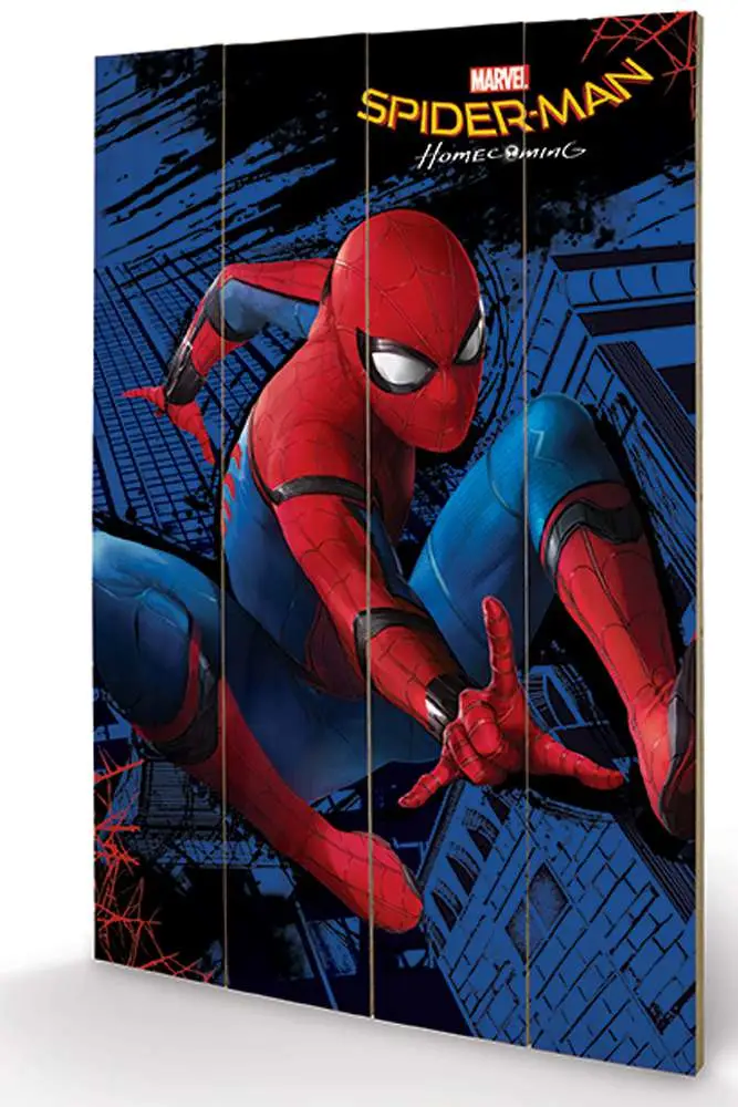 spider-man homecoming hang wood print