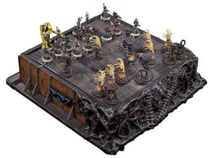 aliens chess game pewter