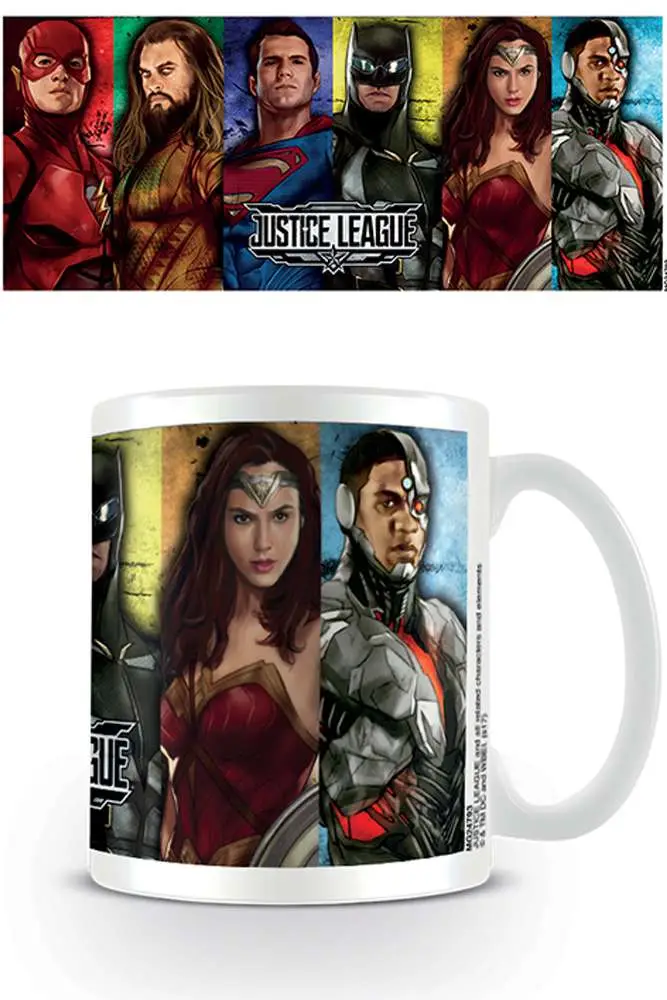 justice league movie heroes stripes mug