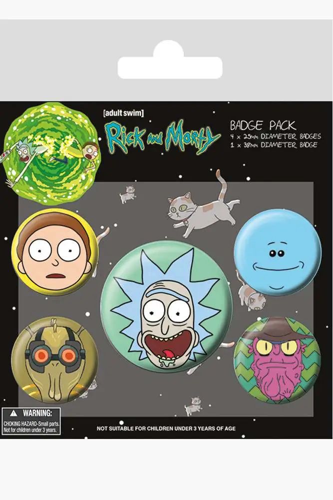 rick and morty faces badge pack