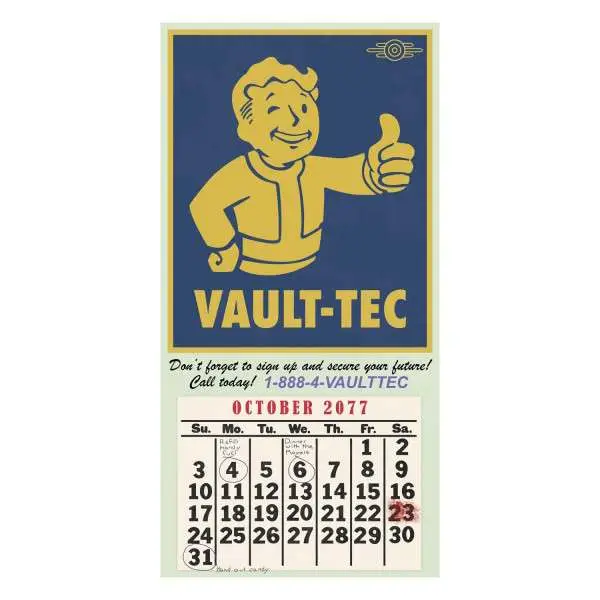 fallout vault-tec 2077 calendar poster